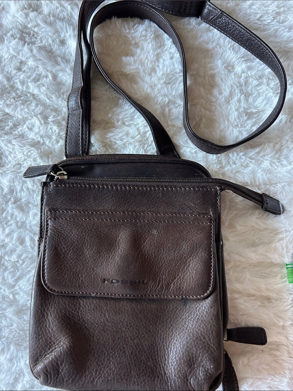 Fossil Brown Leather Crossbody Bag